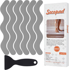 Adhesive Anti-Slip Shower Stickers for Tub, Floor, and Stairs - 24 Pieces Gray 