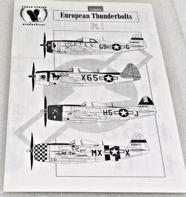 Eagle Strike 72001 1/72 European Thunderbolts Decal Set P-47 P-47D USAAF