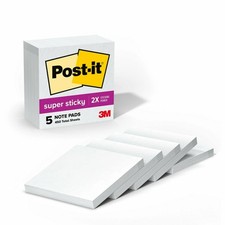 Post-it Super Sticky Notes, 5 Sticky Note Pads, 3 x 3 in., School Supplies, O...