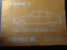 Manuel d’Atelier Renault 16 PR 1016/2 – Catalogue Pièces Détachées R16 – Origina
