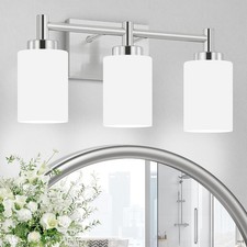3-Light Brushed Nickel Bathroom Light Fixtures Over Mirror, Rustproof Brushed...