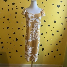 Floral Puff Sleeve Midi Dress Womens L Tropical Vacation Casual Old Navy