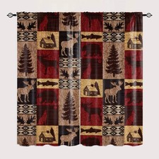 Rustic Cabin Curtains for Bedroom,Vintage Farmhouse Theme Curtains Moose Bear...