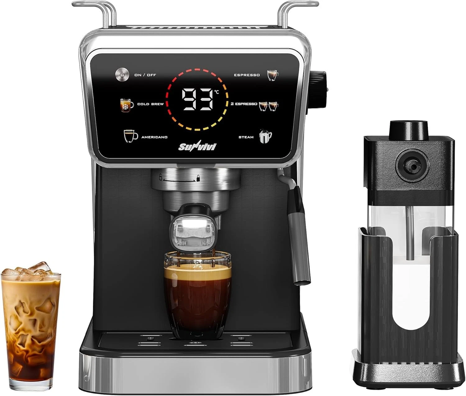 SUNVIVI 20 Bar Espresso Machine 3-in-1 Iced Coffee Maker 52oz Tank #R044