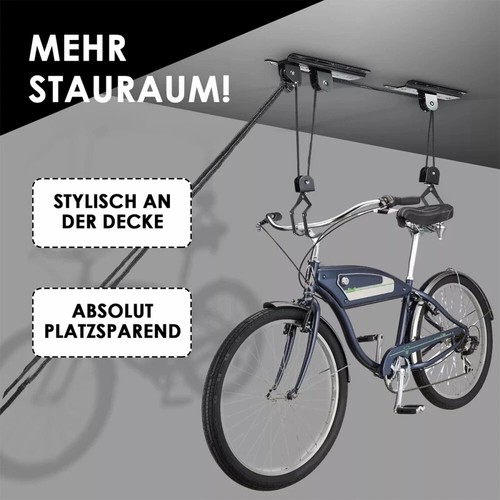 Sollevatore per bicicletta con supporto a soffitto fino a 60 kg Bike-Lift e-bike sollevatore a soffitto bicicletta DE - Foto 12 di 15