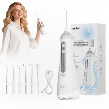 SEJOY Dental Water Flosser Brush Teeth Oral Irrigator Cleaner 6 Jet Tip Cordless