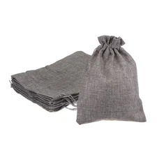 5pcs Burlap Bags with Drawstring, 6x8" Jewelry Pouches for Party Gift, Gray