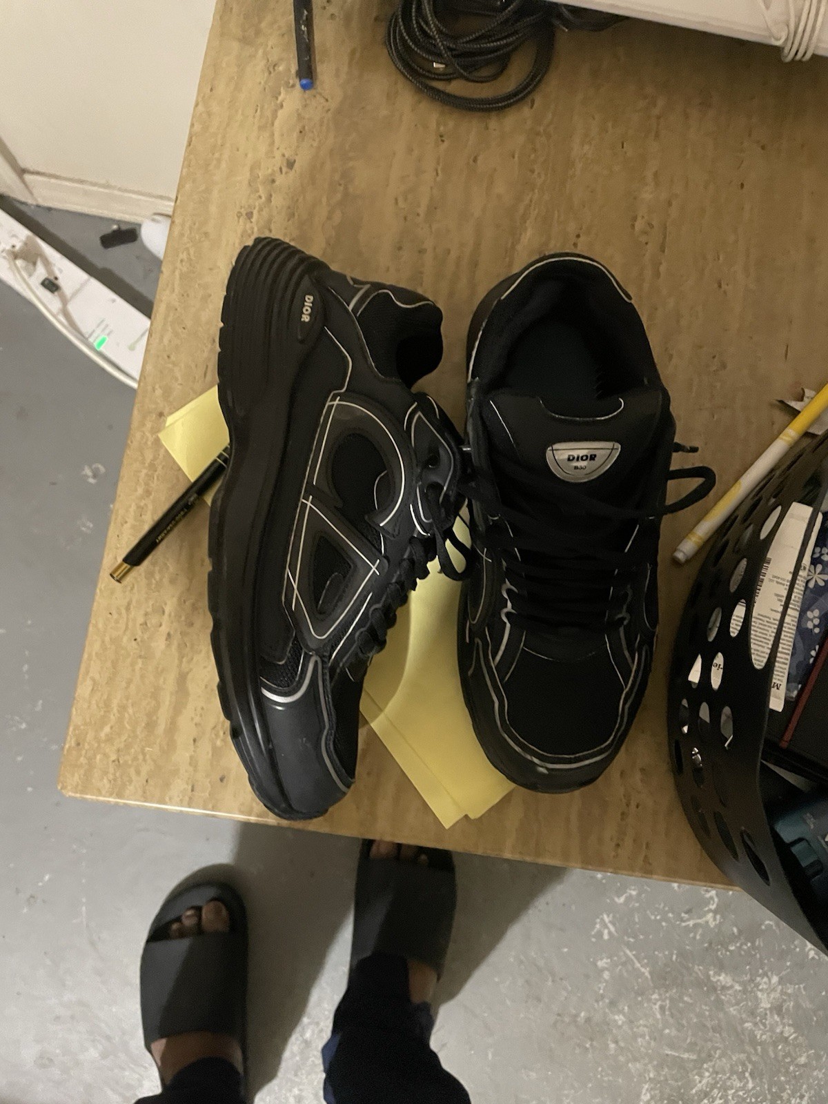 Dior B30 Black Solid Pattern Lace Up Low Top Athl… - image 2