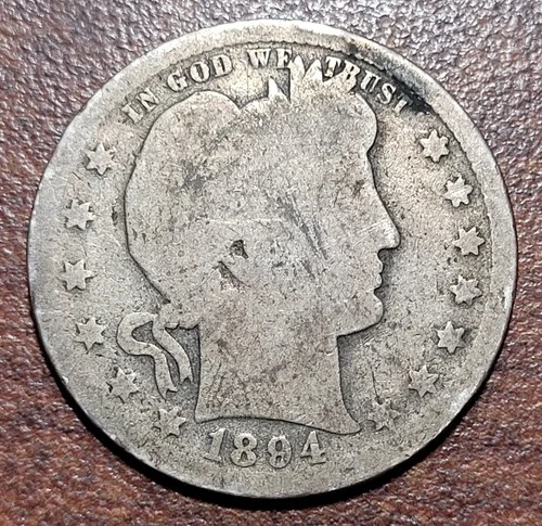 1894-S Barber Quarter GOOD Original Toning & Problem-Free Better Date Coin