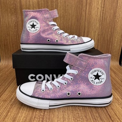 Converse Chuck Taylor All Star 1V Hi Youth 2 Altitude Lilac A14343C Glitter NEW