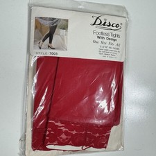 Vintage Disco Red Footless Tights With Design OSFA 5-5  10  90-165 Lbs New NOS