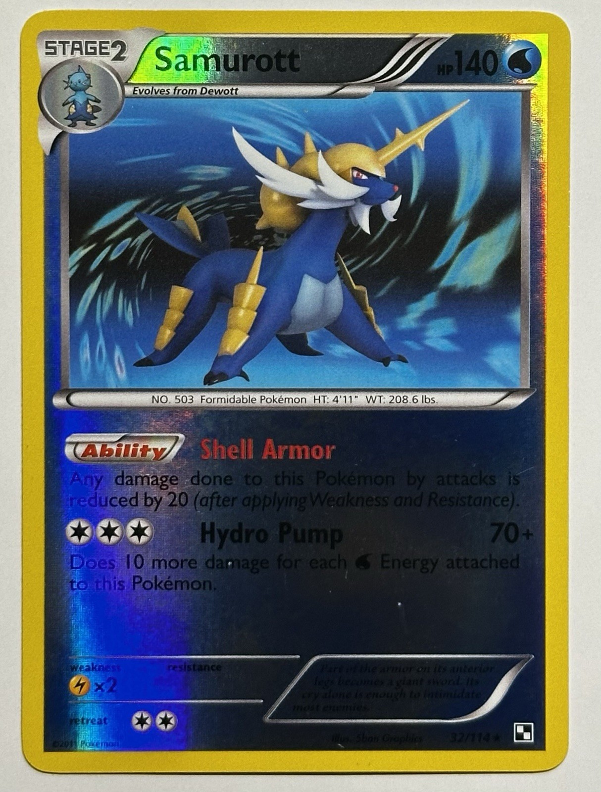 Samurott 32/114 Black & White Reverse Holo