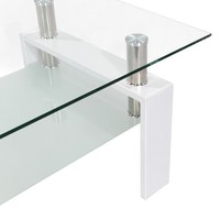 Couchtisch Sofatisch Beistelltisch Porter Aus Glas/Metall Mit WeißEm Holz