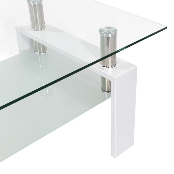 Couchtisch Sofatisch Beistelltisch Porter Aus Glas/Metall Mit WeißEm Holz-image