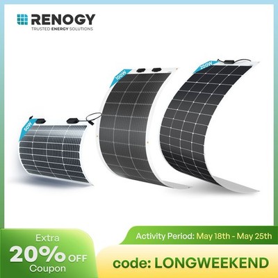 Renogy 200W 100W 50W Monocrystalline flexible Solar Panel for RV Camper BoatHome