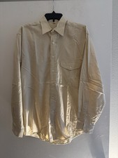 Vintage Valentino Beige 100% Cotton Dress Shirt Button Up Mens 15.5 34/35 M