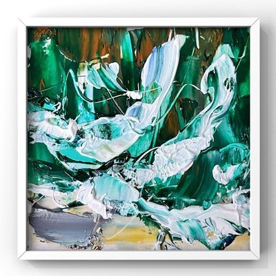 Kapalua Bay Presence Painting   Hawaii Ocean Inspired Abstract Framed Wall Decor