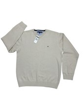 Tommy Hilfiger Pullover Sweater Men XXL Beige Crew Neck Preppy NWT Vintage 