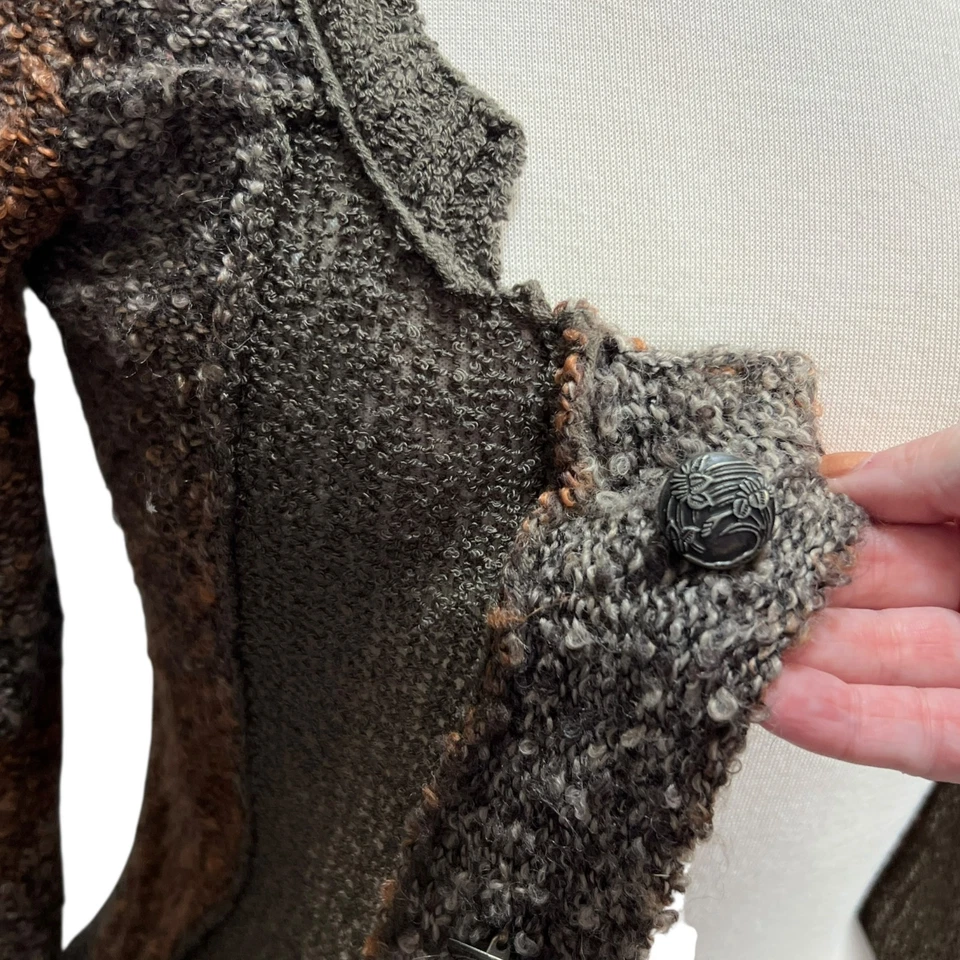 Cardigã feminino Y2K malha terrosa suéter tamanho P casa de campo duende de fadas botões boho - Imagem 4 de 4