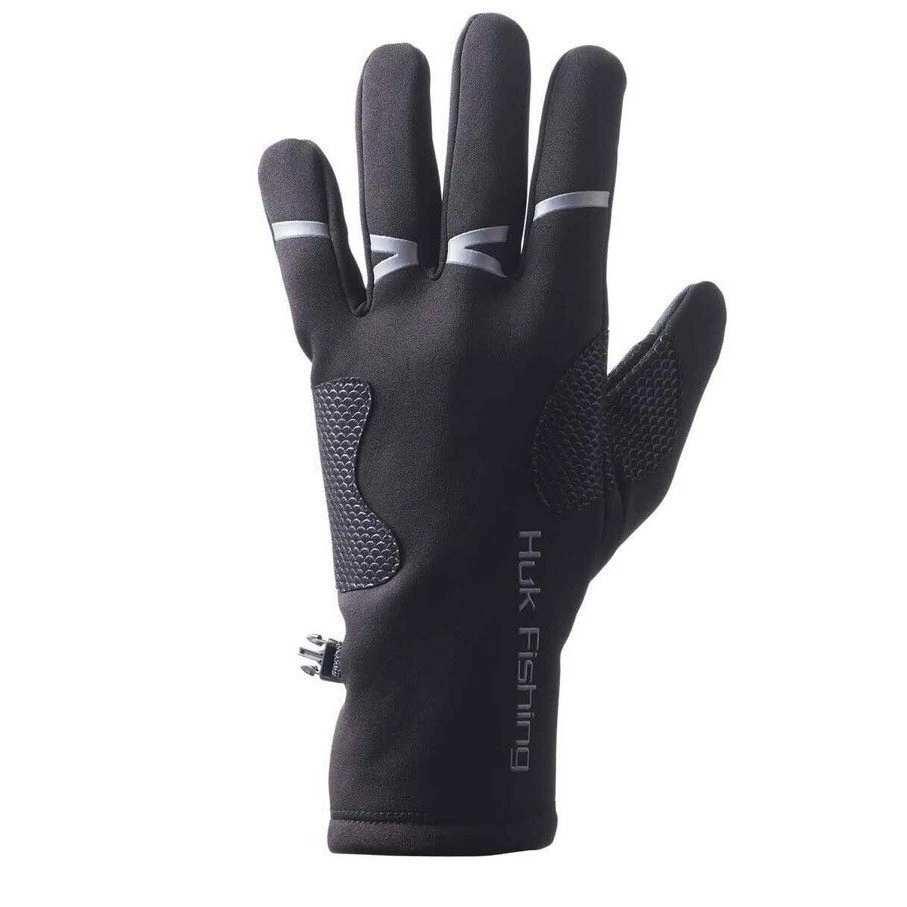 NEW Huk Performance Stretch Fleece Liner Gloves Fishing Black Size S/M