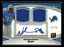 2010 Topps Finest Dual RPA Ndamukong Suh RC Auto Patch /75 Detroit Lions