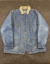 Vintage OshKosh B'Gosh Size 48 Reg Quilted Denim Chore Coat USA Farm Work Jacket