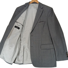Hugo Boss Blazer 42R Gray Glen Plaid 100 Virgin Wool Sport Coat Two Button