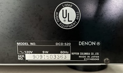 ゆう M.A DCD 80 Denon DCD-520 Compact Disc Player Vintage 1989 PCM Audio Made in