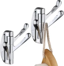 KOKOSIRI Solid Metal Foldable Towel Hook w/3 Rotating Swing Arms, Polish Chrome