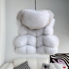 Luxury 100 Real Fox Fur Vest Women's Short Winter Style Hooded Warm Fur Vests