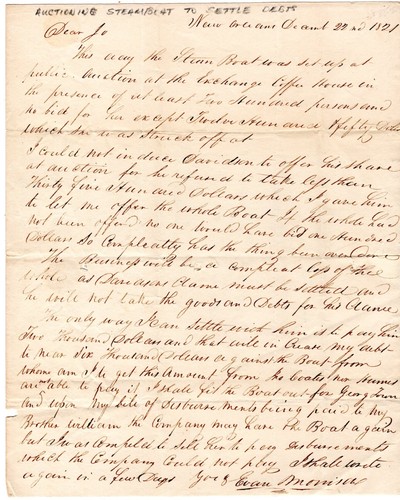 1821 New Orleans Handwritten Stampless Letter Famous Exchange Coffee House - Picture 2 of 4