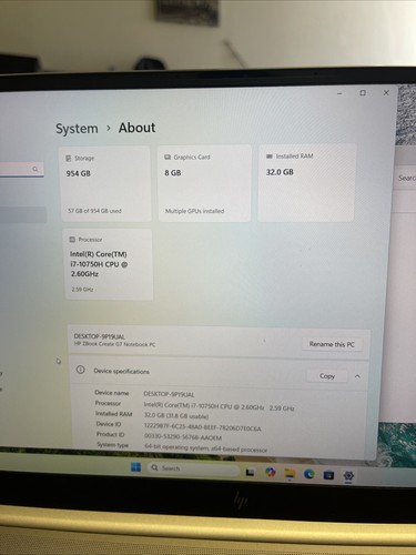 Hp Zbook Create G7 Core i7 10th Gen 32GB 1TB SSD Nvidia 8GB Win 11 - Photo 12/17