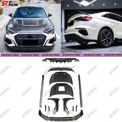 Carbon Front Bumper Lip Rear Diffuser Side Skirts BodyKits For 22+ Audi S3 Sedan