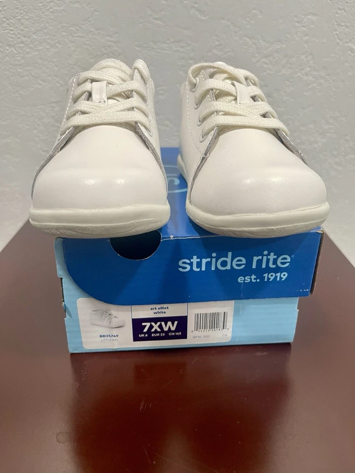 Zapatos Stride Rite SRT Elliot para niños pequeños blancos, talla 7XW Foto 2 de 4