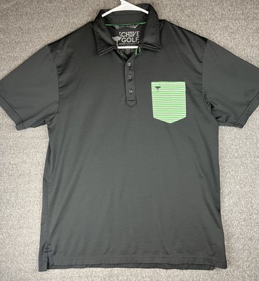 Travis Mathew Chive Golf Polo Shirt Mens XL Black Green Pocket Pima Cotton