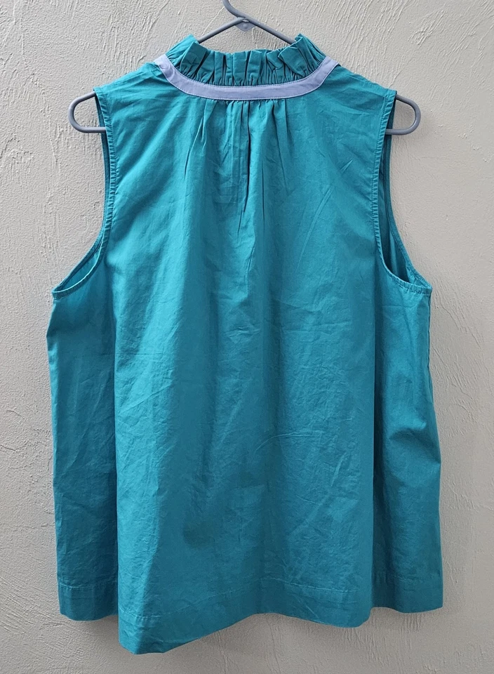 *NUEVO* Blusa sin mangas de algodón con volantes turquesa corona e hiedra con etiquetas para mujer talla XL Foto 4 de 4