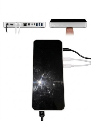 USB-C Portable Hub Adapter HDMI USB 3.0 RJ-45 Ethernet 3.5mm Silver/Blk firewire