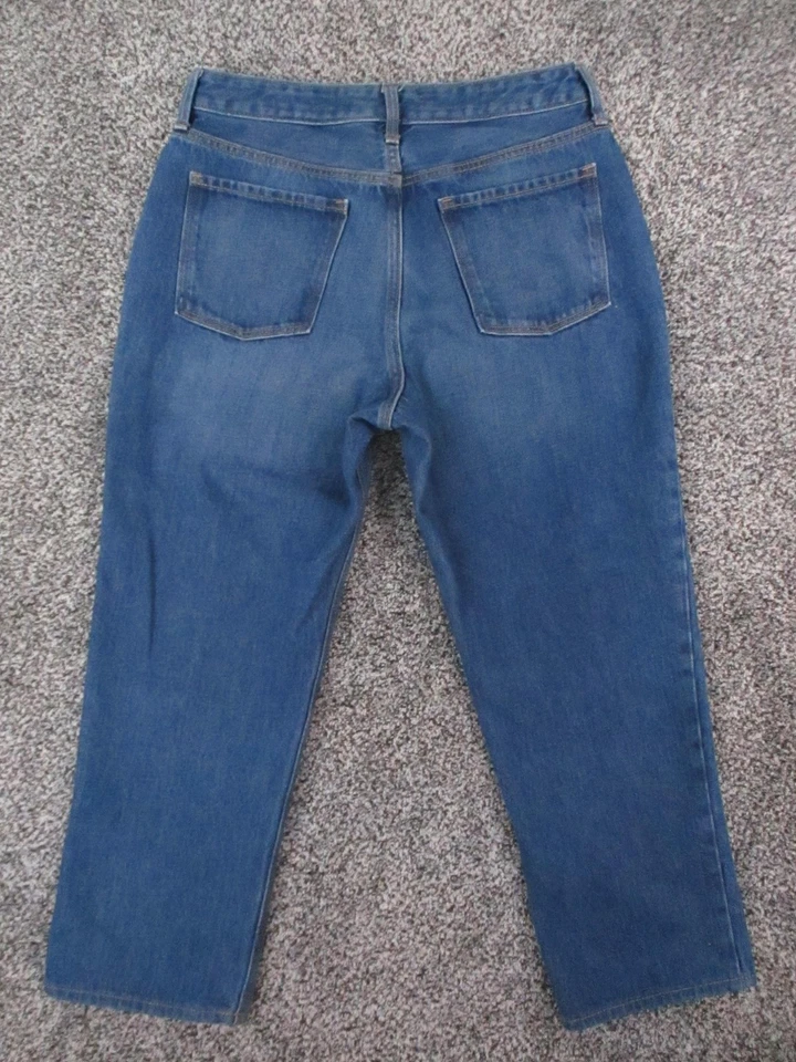 Jeans Old Navy para mujer 8 azules tiro alto pierna recta recortados denim informales 30x24 Foto 3 de 4