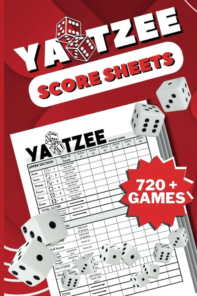 Score Pads for Yahtzee : Large Print 6X9 Yahtzee Score Sheets 720+ Games for Sco - Image 2 of 2