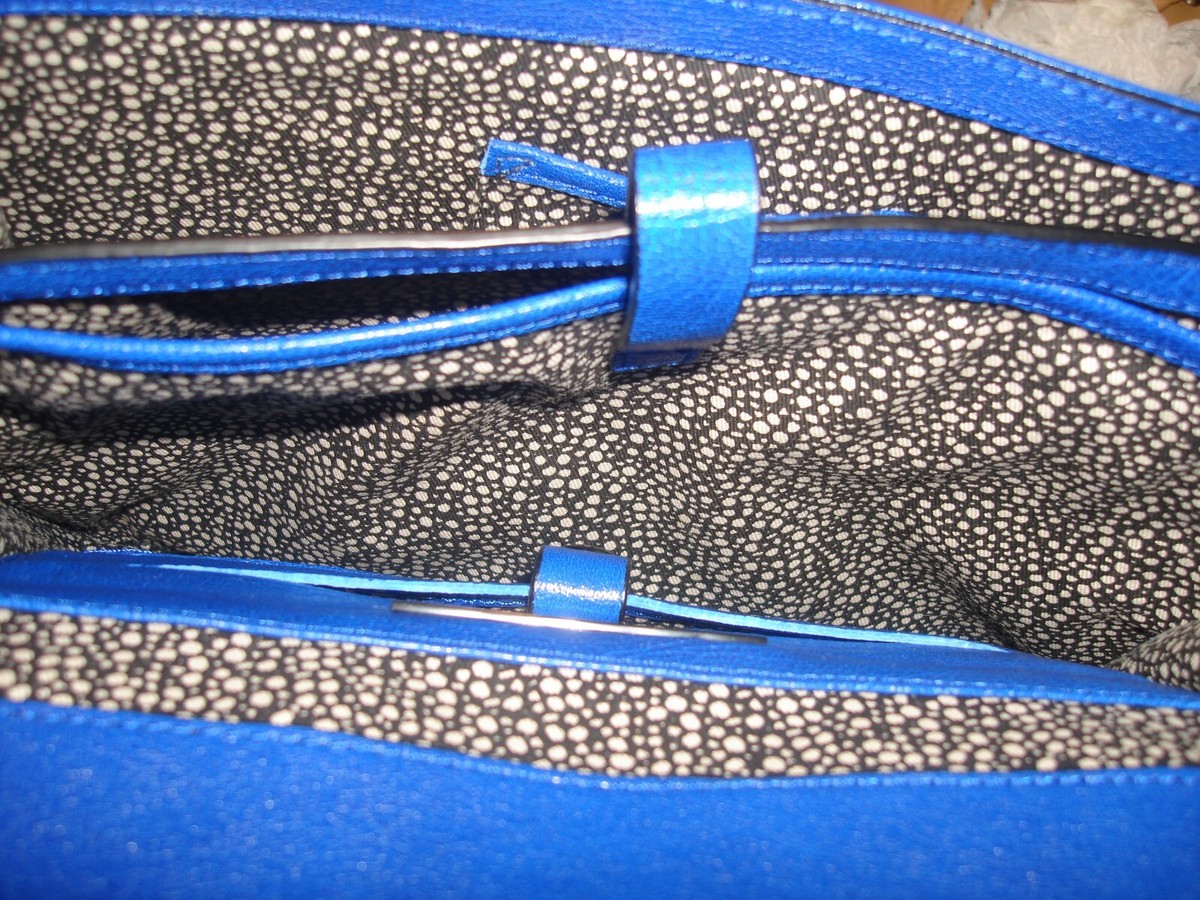 Loeffler Randall Gorgeous Blue Leather Rider Top Handle