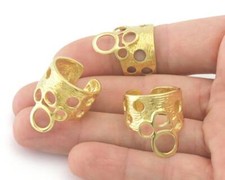 Brushed Circles Statement Adjustable Ring Raw brass 6 - 9US inner size 4336