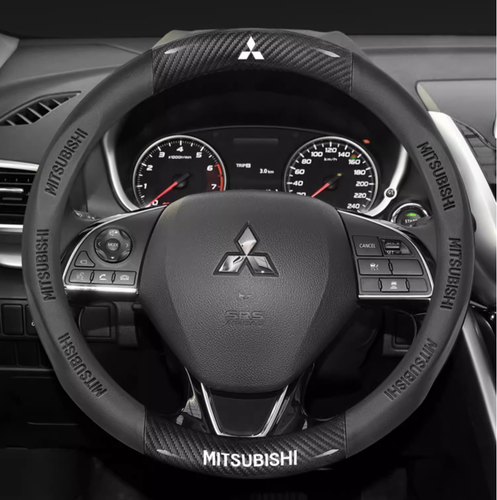 15" PU Leather+Carbon fiber Steering Wheel Cover For Mitsubishi L200 L300 Lancer - Picture 9 of 12