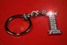 Crystal Keychain Alphabet Initial Letter "I" Rhinestone/ Letter Pendant/ Unisex