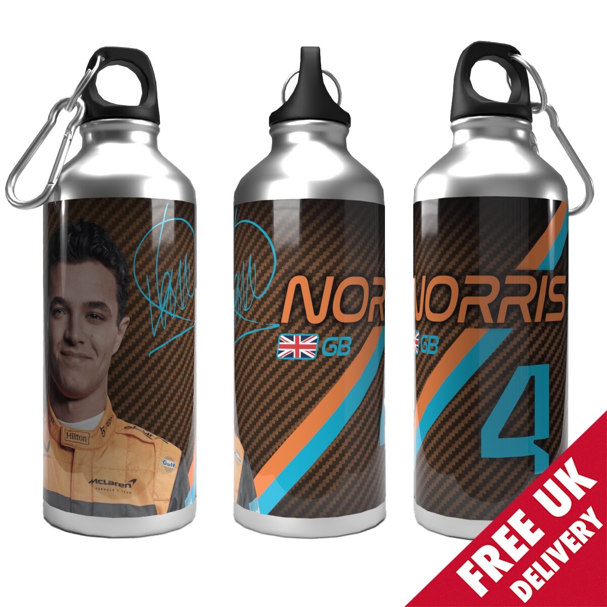 Water Bottle Norris - 600ml Aluminium 2-Lids