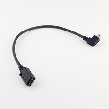 1x Mini USB 5 Pin 90 Degree Left Angled Male to Female Extension Data Lead Cable
