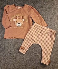 Next Baby Bear Hugs Club Outfit 0-3 mesi top bambina e leggings Gingham (364)