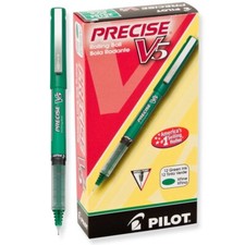 25104 Pilot Precise V5 Premium Rolling Ball Pen, Ex Fine 0.5mm, Green Pack of 12
