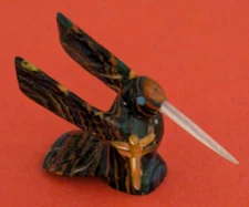 Clissa Martin-Rainbow Calsilica Hummingbird-Zuni Fetish-Native Stone Carving
