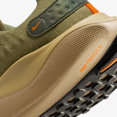 Nike ReactX Infinity Run 4 in Olive and Tan Nike Infinity Run 4 Road Running Shoes Neutral Olive (HJ7669  main image 3