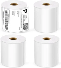 4 Rolls of 250 4" X 6" Direct Thermal Shipping Paper Labels Tape For Zebra